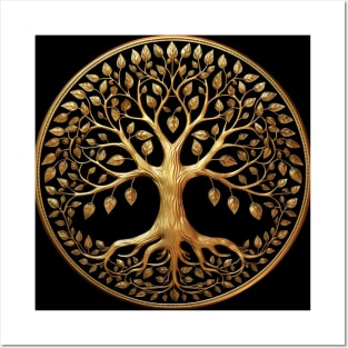 Gold Tree Of Life Mandala Sacred Nature Posters and Art